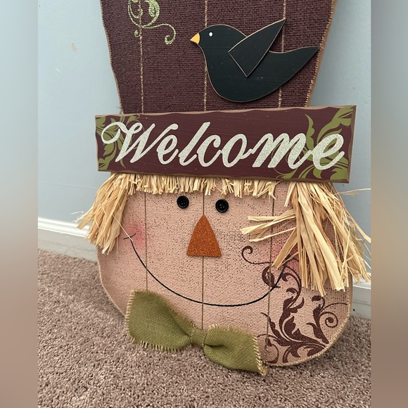 HOBBY LOBBY SCARECROW WELCOME DOOR SIGN FALL HOME DECOR - Picture 2 of 5